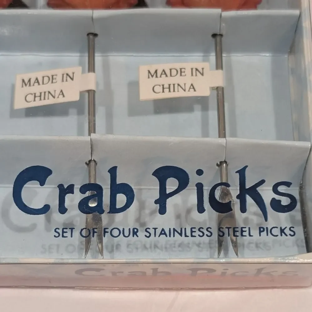 Boston Warehouse Crab Cocktail Picks Set of 4 Coastal Beach Nautical New in Box